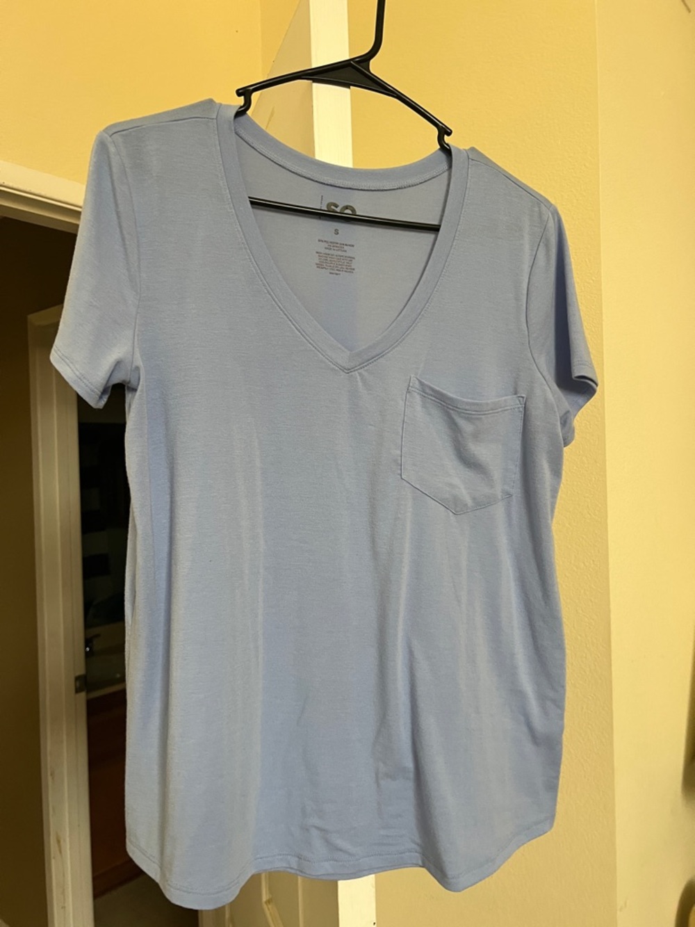 SO Light Blue V-Neck Pocket Tee